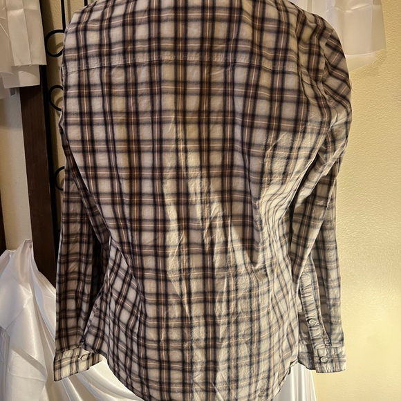 MNG by Mango Brown and Cream Plaid Button-Down Shirt - Picture 5 of 7